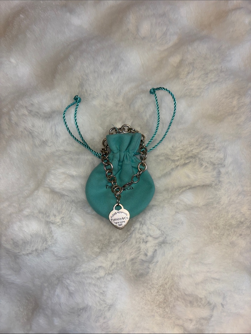 Tiffany & Co. Turquoise Drawstring Mini Pouch with bracelet